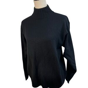 100% Wool Mock Neck Black Sweater | Minimalist Classic | Y2K Large The Limited